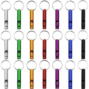 TAXIFANW Aluminiumlegierung Sport Pfeife, 21 Stück Notfall-Überlebenspfeifen mit Schlüsselanhänger Signalpfeife Whistle, für Schiedsrichter, Wandern, Klettern