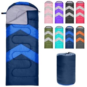 Blauer Zusentee Schlafsack für 3-4 Jahreszeiten, ideal für Outdoor Camping, Wandern und Reisen, mit strukturierter Oberfläche und grauem Innenfutter.