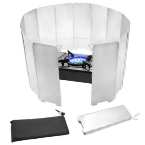 Faltbarer Aluminium Gaskocher Windschutz mit 14 Platten für Camping, Picknick und BBQ - effizienter, tragbarer Schutz vor Wind