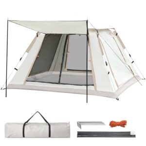Anttyscar Quick Pitch Zelt für 3-4 Personen in hellen Beigetönen, wasserdicht und robust, ideal für Camping und Outdoor-Aktivitäten.