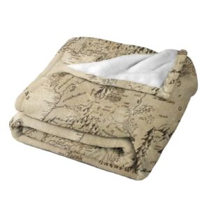 Atmungsaktive Micro Fleece Decke mit antistatischer Mittelerde Karte im Herr der Ringe Stil, ideal für Picknick und gemütliche Abende.