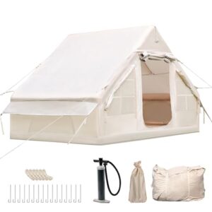 Aufblasbares Gampingzelt für 2 bis 10 Personen mit Kaminöffnung und Dachfenster, ideal für Outdoor-Aktivitäten und Camping, aus wasserdichtem Oxford-Stoff