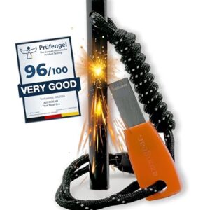 aZengear Feuerstahl Bild, XL Ferro Rod und fluoreszierendes Paracord für Outdoor-Aktivitäten und Camping