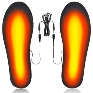 Beheizte Einlegesohlen für den Winter, wiederaufladbar über USB, ideal für kalte Tage und Aktivitäten im Freien. Ergonomisches Design mit Heizdraht für gleichmäßige Wärme.