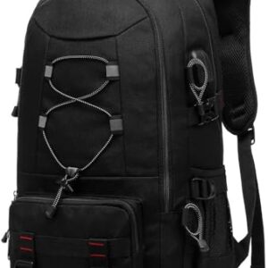 Schwarzer Besttravel Reiserucksack mit 45 Litern Volumen, wasserdichtem Material und integriertem Laptopfach für Geräte bis 17,3 Zoll.