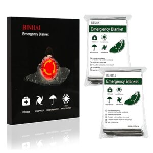 Binhai 2er-Pack Notfalldecken, reflektierende thermische Rettungsdecken in silber, ideal für Notfälle und Outdoor-Aktivitäten.