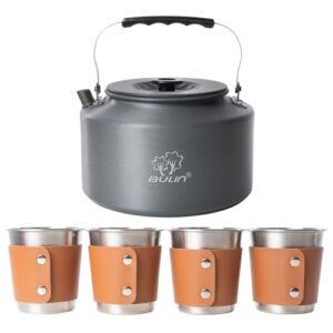 Bulin Wasserkessel Camping 2,2L Camping-Wasserkocher mit 4 Edelstahlbechern für Zuhause, Trekking, Hiking und Picknick