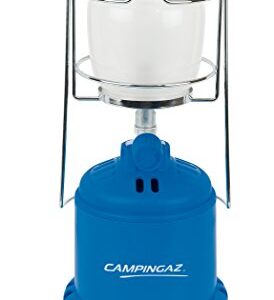 Campingaz Gaslampe Camping 206 in Blau mit kompakten Abmessungen von 12 x 12 x 26 cm, ideal für outdoor Aktivitäten wie Camping, Wandern und Gartenpartys.