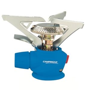 Campingaz Twister Plus Campingkocher, kompakte und tragbare Gaskochlösung für Camping und Outdoor-Aktivitäten, mit ausklappbaren Topfträgern und Piezo-Zündung.
