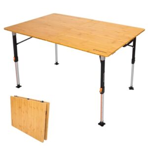 Höhenverstellbarer Campingtisch Bumbus aus Bambus, 120x80 cm, klappbar für 2-6 Personen, ideal für Outdoor-Einsätze