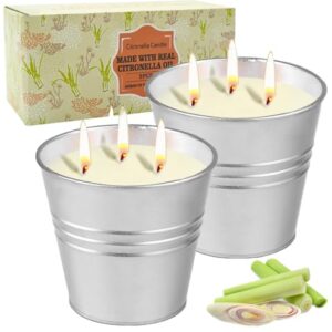 Citronella-Kerzen für Garten, Camping, Grillen und Urlaub - 2 x 15 OZ Kerzen mit Zitronelladuft, lange Brenndauer von bis zu 200 Stunden