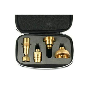 Drehmeister Tankflaschenadapter-Set in einem praktischen Etui zur sicheren Befüllung von Gasflaschen mit KLF G.12 Gewinde.