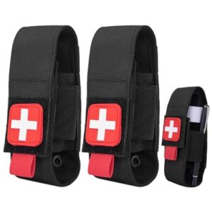 Dzmuero Tourniquet Holster Set mit zwei multifunktionalen Taschen für die sichere Aufbewahrung von Tourniquets, Scheren und anderen Notfallwerkzeugen in Schwarz