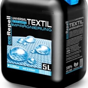 Kanister mit 5 Litern eco:Repell Textil Imprägnierungspray für Zelte, Pavillons und Polstermöbel, wasserabweisend und umweltfreundlich.