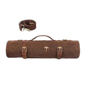 Multifunktionale EHRBGK Messertasche aus strapazierfähigem Segeltuch mit 11 Fächern zur sicheren Aufbewahrung von Kochmessern und Utensilien für unterwegs.