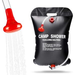 Elfinfi tragbare Campingdusche, 20L Solardusche, schwarzer Duschbeutel mit Duschkopf, ideal für Outdoor-Aktivitäten wie Camping, Strand und Reisen.