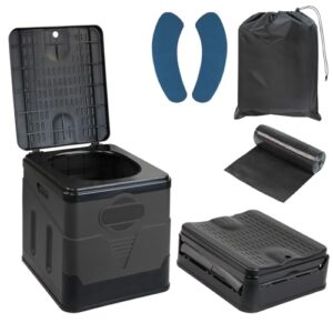 Montafox Faltbare Campingtoilette in grau/schwarz - mobile Klapptoilette mit robustem Design, geeignet für Outdoor-Aktivitäten und Camping.