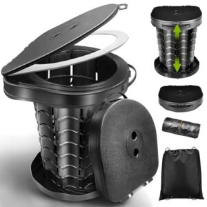 Faltbare Campingtoilette mit Deckel und Toilettenbeutel, tragbare mobile Toilette für Outdoor-Aktivitäten, Höhe 34 cm, max. Tragfähigkeit 400 lbs, ideal für Camping, Reisen und Angeln.
