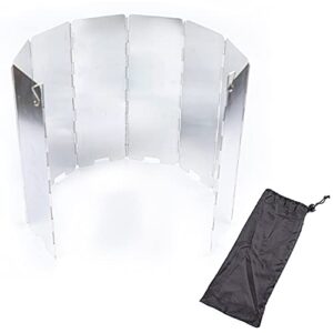 Faltbarer Windschutz aus Aluminium für Campingkocher, bestehend aus 8 Lamellen, ideal für Outdoor-Aktivitäten, in einer praktischen Tragetasche.