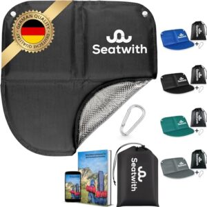 2X faltbares Iso-Sitzkissen 40x40 cm mit wärmeisolierender ALU-Unterseite, Tragetasche und Karabinerhaken, ideal für Outdoor-Aktivitäten wie Camping und Wandern.