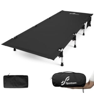 Klappbares Feldbett 190 x 70 cm aus Aluminium für Erwachsene, ideal für Camping und Outdoor-Aktivitäten, leicht und stabil, mit Tragetasche.