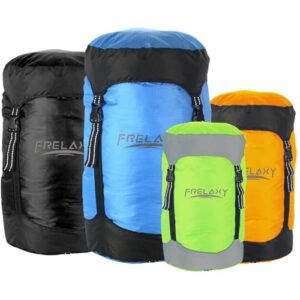 Frelaxy Kompressionssack in Blau, ultraleicht und wasserfest, verfügbar in verschiedenen Größen (11L, 18L, 30L, 43L, 49L) zur optimalen Aufbewahrung und Organisation von Camping- und Reiseausrüstung.