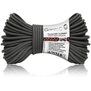 Ganzoo Paracord 550 Seil in dunkelgrauer Farbe, 4mm Durchmesser, für Outdoor-Aktivitäten, Hunde-Leinen und kreative Projekte, mit einer Bruchlast von ca. 250 kg.