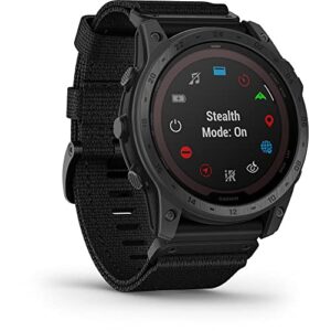 Garmin tactix 7 Pro Ballistics Edition taktische Uhr mit GPS und Solarladung, mattschwarz mit strapazierfähigem Nylon-Armband, ideal für Outdoor-Aktivitäten und taktische Einsätze.