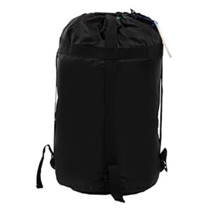 Schwarzer Kompressionsbeutel für Schlafsack aus strapazierfähigem Material, ideal für Reisen und Outdoor-Aktivitäten.