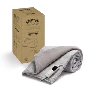 IMETEC CaldoPlaid Adapto Camping Heizdecke, 160 x 120 cm, ideal für Wohnmobile und Zelt, in sanftem Grauton, flauschige Textur, mit Temperatursteuerung.