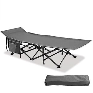 Feldbett mit Seitentasche, Campingliege, Outdoor-Bett, stabiles Dreieckstruktur, leicht zu transportieren, großes Bett für Einzelperson