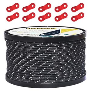 HIKEMAN 50M reflektierende Schnur aus 100% Nylon mit Aluminiumlegierung Spanner für Outdoor Aktivitäten, Zeltaufbau und Camping