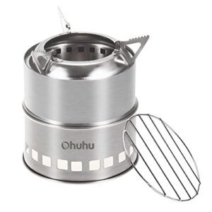 Tragbarer Hobo Kocher aus Edelstahl für Camping, Outdoor und Wandern, ideal zum Kochen und Grillen.