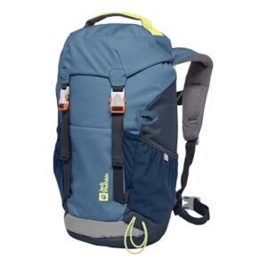 Jack Wolfskin WALDSPIELER 20 Rucksack in Elemental Blue, ideal für Outdoor-Aktivitäten wie Wandern und Klettern, mit gepolsterten Schultergurten und mehreren Fächern für optimale Funktionalität.