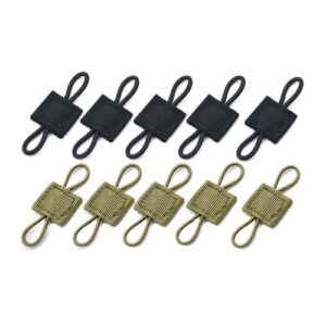 10 Stück Outdoor Molle Tasche Schnallen in Schwarz und Khaki für vielseitige Befestigung im Freien, ideal für Camping und Wandern.