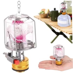 Kompakte Jorzer Propanlantern, tragbare Gaslaterne aus Aluminiumlegierung und Edelstahl, ideal für Camping und Wandern, in einer Hand gehalten, um Funktionalität und Tragbarkeit zu zeigen.