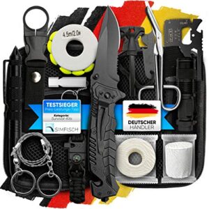 Jungle Monkey Survival Kit 17-fach Set mit Messer und Taschenlampe - Outdoor Ausrüstung für Wandern & Camping