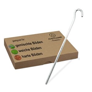 Hochwertige Zeltheringe Fresno aus verzinktem Stahl, rund und 30 cm lang, ideal für verschiedene Zeltarten und Bodenverhältnisse - 12 Stück Set.