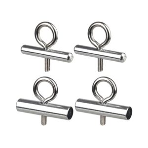 Qeedo Piping Stop Set mit vier rostfreien Edelstahl-Kederstoppern in zwei Größen (5mm und 7mm), ideal für sichere Befestigungen im Outdoor-Bereich.