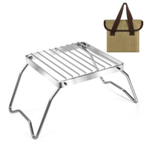 Klappbarer Campinggrill, Tragbar Edelstahl Grillgitter für Outdoor-Grill-Rost mit Tragetasche, ideal für Lagerfeuer-Grill, Picknick, Wandern, Camping und BBQ