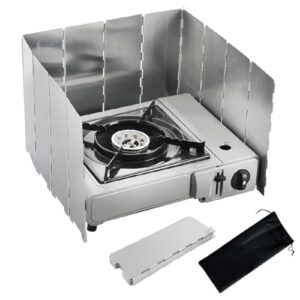12-Teiliger Faltbarer Gaskocher-Windschutz für Camping, klappbare Aluminium-Ventilatortabellen zum Schutz vor Wind und Regen bei Gaskochern und Outdoor-Kochen