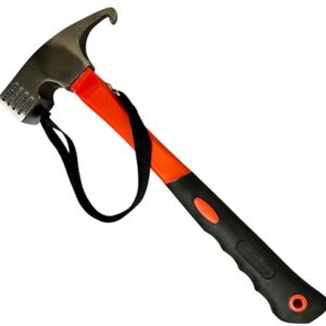 KOVA Campinghammer mit Handschlaufe in Orange, ideal für das Zelten im Freien - robust und vielseitig mit integriertem Heringsauszieher.