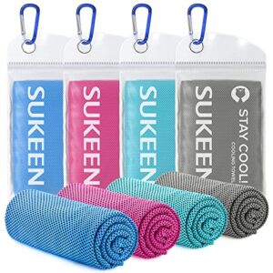 Kühltuch Set in verschiedenen Farben, ideal für Sport und Outdoor-Aktivitäten, präsentiert aufgerollt mit durchsichtigen Verpackungen.