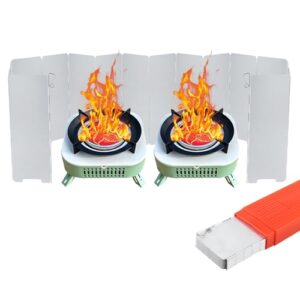 Windschutz Gaskocher 16 Faltbarer Windschutz Campingkocher Aluminium hochtemperaturbeständig mit Aufbewahrungsbox für Reisen Camping Wandern Klettern und Outdoor-Aktivitäten