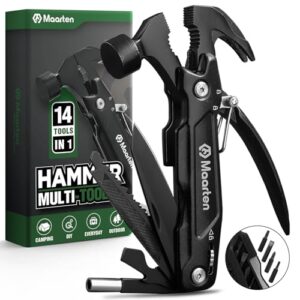 Maarten 14 in 1 Multitool für Männer, ideal für Camping und DIY-Projekte, zeigt Hammer und verschiedene Werkzeuge in kompaktem Design.