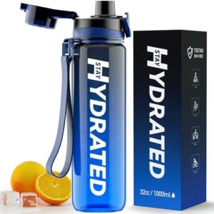 Mevoly BPA-freie Trinkflasche 1L aus Tritan mit Zeitmarkierung und auslaufsicherem Design, ideal für Sport und Alltag