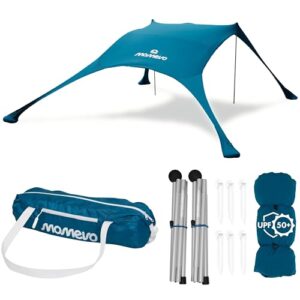 MOMEVO Sunsail Young Family Strandzelt in Petrolblau mit UV-Schutz UPF50+, ideal für bis zu 4 Personen am Strand oder bei Outdoor-Aktivitäten.