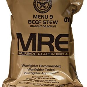 US Military MRE Beef Stew Packaging - Meals Ready-to-Eat for Emergency Situations and Outdoor Activities