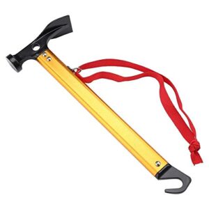 Multifunktionswerkzeug Hammer für Zelte mit Aluminiumgriff, Haken- und Heringzieher, ideal für Camping- und Outdooraktivitäten, goldfarbig