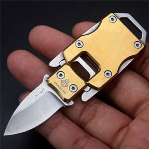 Kompaktes NedFoss Mini Klappmesser mit goldenem Griff und silberner Klinge, ideal für den Alltag und Outdoor-Aktivitäten.